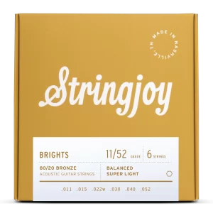 Stringjoy Brights | Super Light Gauge (11-52) 80/20 Bronze Acoustic Guitar Strings