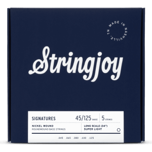 Stringjoy Light Gauge (45-125) 5 String Long Scale Nickel Wound Bass Guitar Strings