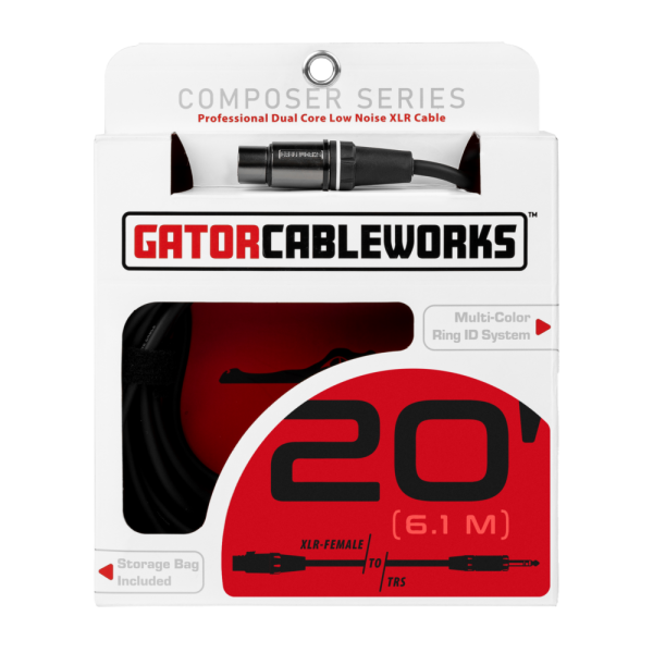 20 Foot XLR F To TRS Cable GCWC-XLR-20FTRS