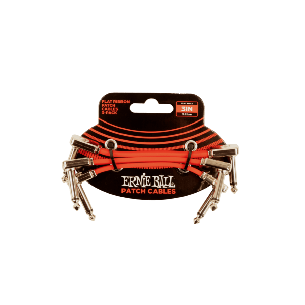 P06401 Ernie Ball Patch Cables Flat Angle 3in - Flat Ribbon Cable