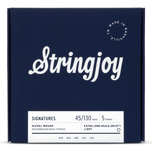 Stringjoy Light Gauge (45-130) 5 String Long Scale Nickel Wound Bass Guitar Strings